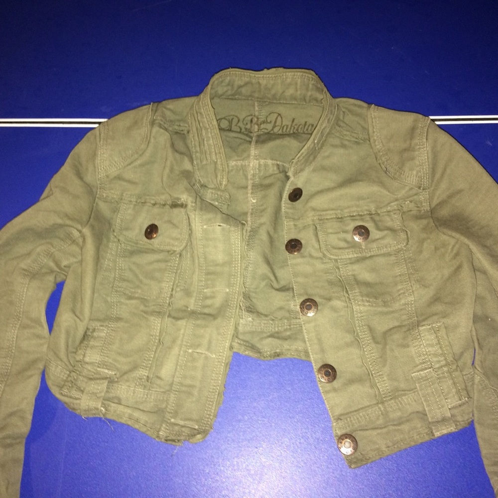 Anthropologie BB Dakota cropped green jean jacket - Picture 4 of 5